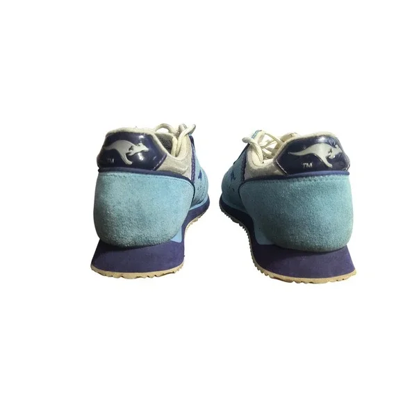 KangaROOS Vintage 1996 Blue Suede‎ Leather Sneakers Women's 6.5M Zip Pocket!!